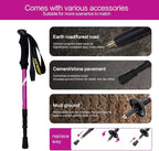 Hiking Trekking Poles, 2 Pack Anti Shock, Adjustable, Collapsible Hiking Poles for Trekking or Walking, Lightweight Aluminum Sticks for Children