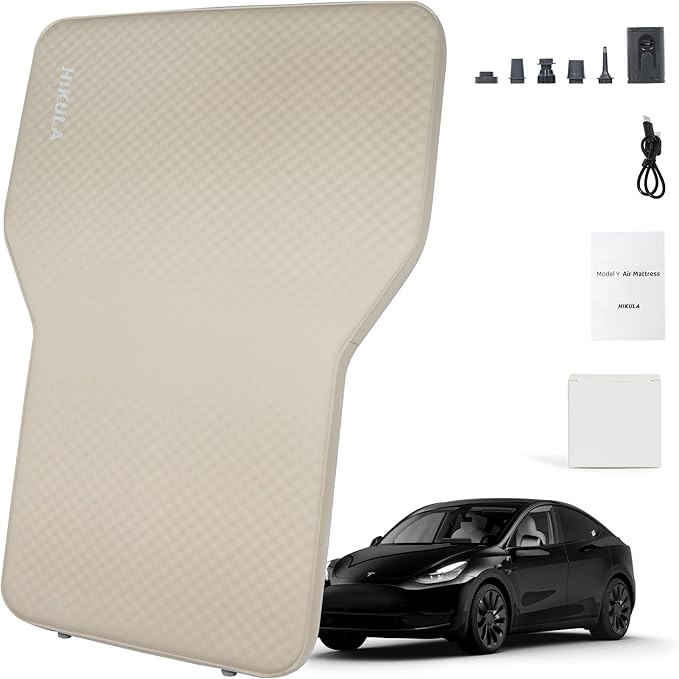 Tesla Camping Air Mattress with Foam, 4''Extra Thick Self Inflating Sleeping Pad for Camping, Fast Inflate & Deflate, with Electric Pump, Model Y