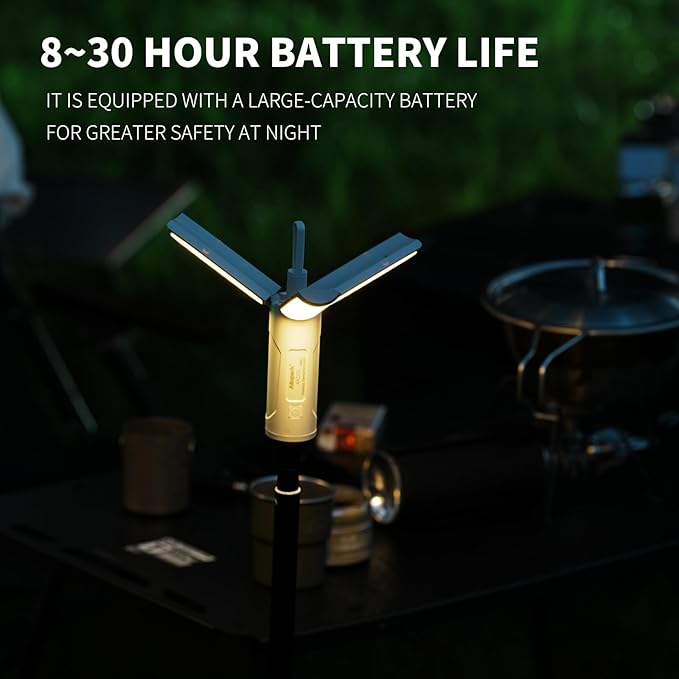 Folding LED Camping Lantern Flashlight, Allspark USB Rechargeable Collapsible Waterproof Tent Lights,Magnetic Hanging Light for Hurricanes Emergency Power Outages,with Retractable Triangular Bracket