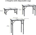 Folding Camping Table with Storage Net, 3 Adjustable Height Max 27.5" Aluminum Small Folding Table, Portable Table with Carry Handle, Lightweight, for Outdoor Indoor Travel Camping Picnic