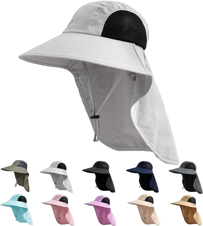 Sun Hat for Men Women with Neck Flap,UPF 50+ UV Protective Hiking Fishing Hats,Wide Brim Sun Hat for Women&Men