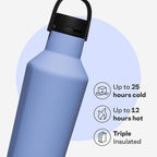 Corkcicle Sport Canteen - Keeps Drinks Cold 25 Hours - Stainless Steel Water Bottle - Triple-Insulated - Spill-Proof - Summer Drinkware Gift - Keeps Drinks Ice Cold - 32 oz - Periwinkle