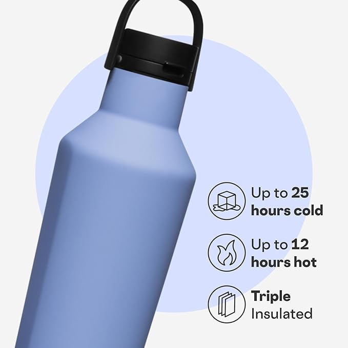 Corkcicle Sport Canteen - Keeps Drinks Cold 25 Hours - Stainless Steel Water Bottle - Triple-Insulated - Spill-Proof - Summer Drinkware Gift - Keeps Drinks Ice Cold - 32 oz - Periwinkle