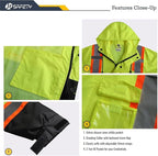 JKSafety Hi-Vis Reflective Safety Rain Jacket for Men Women Waterproof Rain Gears for Farming Fishing Work HV Rain Jacket with Inner Mesh Lining and Pockets (117A-YBlk M)