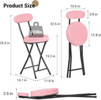 Cushioned Padded Folding Stools, Folding Bar Stool with Backrest, 220lb Capacity, 19 Inch Collapsible Round Portable Foldable Chair for Outdoor Indoor Kitchen Camping Fishing(Pink, 2 Pack)
