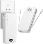 Portable Charger with Wall Plug, 20000mAh USB C Power Bank Fast Charging, External Battery Pack with Built in Cables, Digital Display, 5 Output 2 Input for iPhone Android Cell Phone Tablet