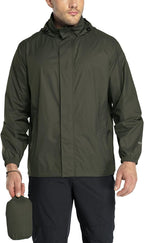 33,000ft Packable Rain Jacket Men's Lightweight Waterproof Rain Shell Jacket Raincoat with Hood for Golf Cycling Windbreaker