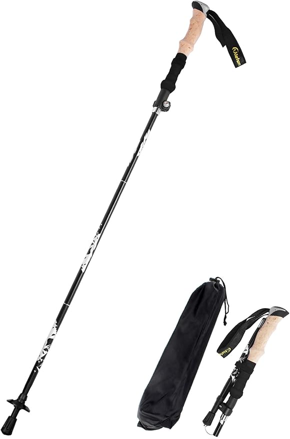 Aluminum Collapsible Ultralight Travel Trekking Hiking Pole for Men and Women (Fits 5'3" - 6'2")