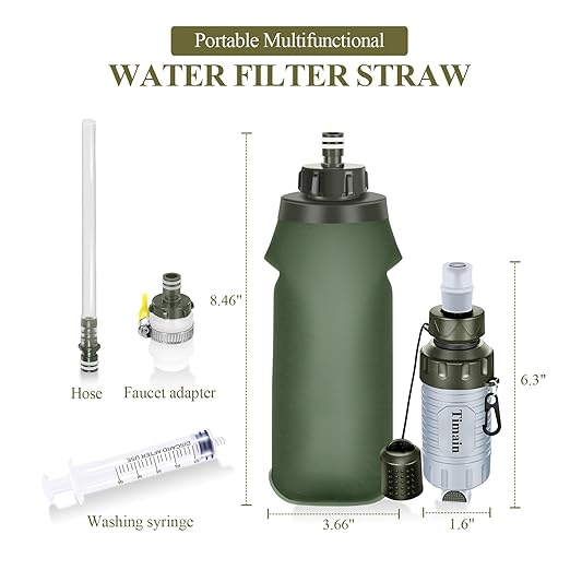 2 Pack Timain Portable Personal Water Filter Straw,Water Purifier Survival for Emergency Preparedness,Outdoor Activities,Travel,Camping, Hiking,Fishing,Hunting.