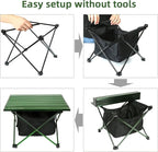 ROCK CLOUD Portable Camping Table Ultralight Aluminum Camp Table with Storage Bag Folding Beach Table for Camping Hiking Backpacking Outdoor Picnic, Green