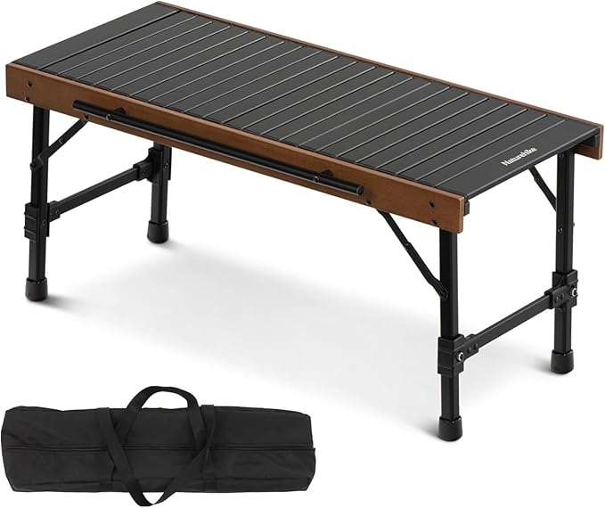 Naturehike IGT Camping Table, Fold up Lightweight, Aluminum Alloy+Wood, 4-6 Person Portable Table with Carry Bag for Outdoor, Folding Square Table, Picnic Backyards BBQ Camp Kitchen