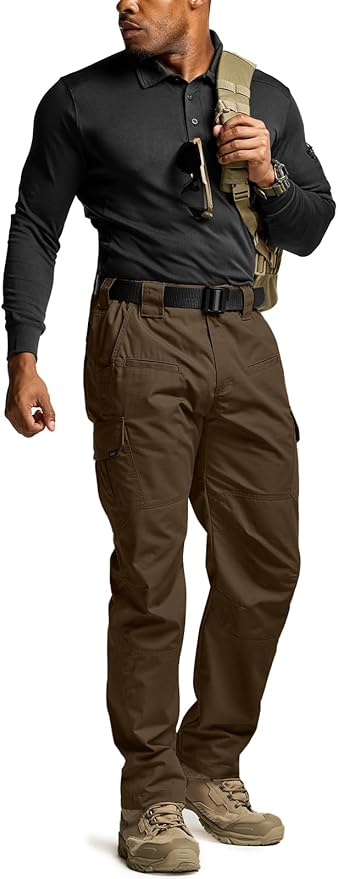 CQR Men's Tactical Pants, Water Resistant Ripstop Cargo Pants, Lightweight EDC Work Hiking Pants, Outdoor Apparel