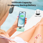 Mini Portable Charger USB C Power Bank,Upgraded 5000mAh PD Fast Charging Battery Pack Built-in USB-C Connector,LCD Display,Compatible with iPhone 15,15 Plus,15 Pro/Max,iPad Pro/Air, Android Phone etc