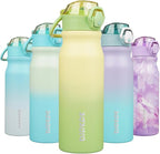 BJPKPK Stainless Steel Insulated Water Bottle With Straw Lid 25oz Reusable Metal Thermo Bottles Keep Cold And Hot,Lime