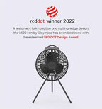Claymore V600+ Warm Gray Rechargeable Portable Fan – 7,800mAh Battery, 4-Speed BLDC Ultra-Quiet Air Circulator USB-C Charging 32 Hrs Runtime Tripod Mountable Adjustable for Camping, Indoor, Outdoor