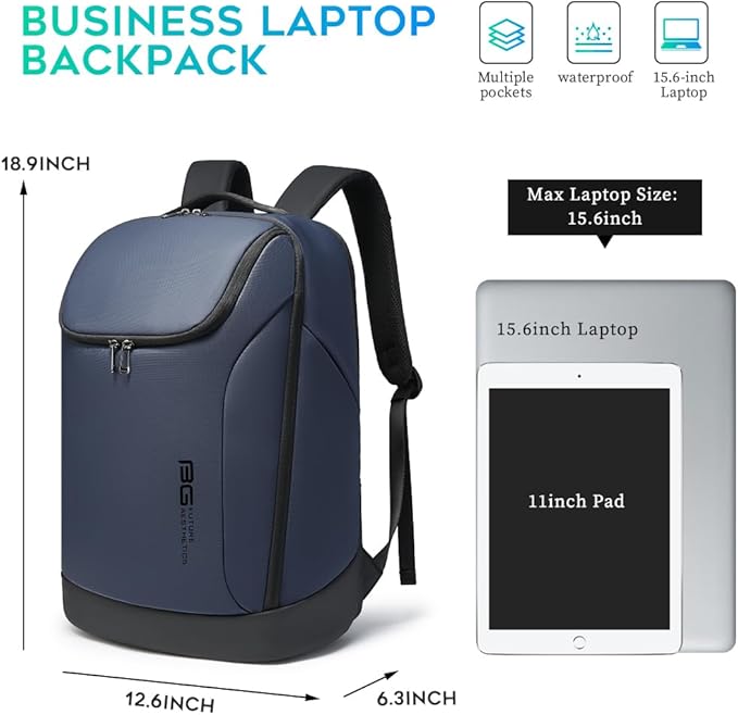 FUTURE AESTHETICS Business Smart Backpack Waterproof for women,men,Fight Approved Durable Backpack suitable as overnight and travel backpack (Blue)