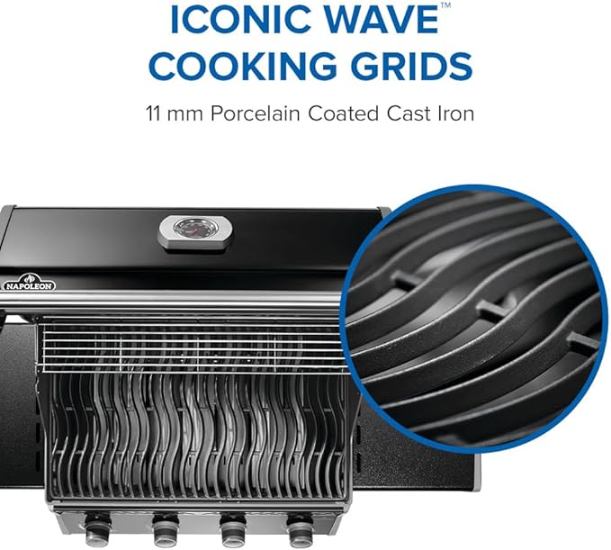 Napoleon Rogue 525 Natural Gas Grill, Black, Durable 4-Burner Cooking Surface