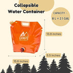 Collapsible Water Container Bag, BPA-Free, Portable, Foldable, 8 Liters/2.1 Gallons, Outdoor, Camping, Hiking, Weather Emergencies, Sports, Survival Kit