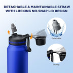 Membrane Solutions C3 Filtered Water Bottle, 32oz Stainless Steel Water Bottle with Replaceable Filter Cartridge, Portable Water Filter, Travel, Hiking & Camping for Drinking Water(Black)