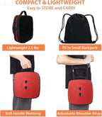 Portable Collapsible Stool Set - Heavy Duty Square Collapsible Stool + Thick Seat Cushion - 550lbs Load Capacity for Camping Travel Picnic Gardening (Red/Black)