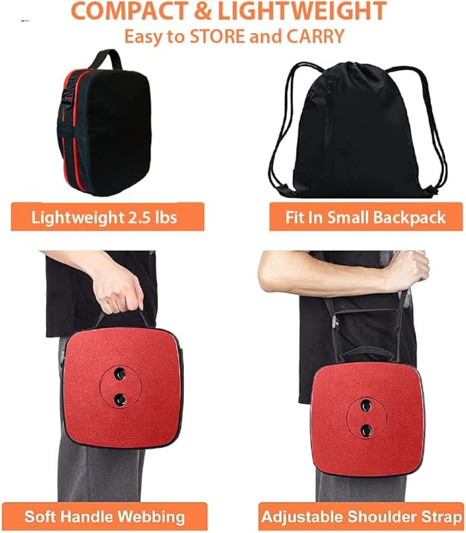 Portable Collapsible Stool Set - Heavy Duty Square Collapsible Stool + Thick Seat Cushion - 550lbs Load Capacity for Camping Travel Picnic Gardening (Red/Black)