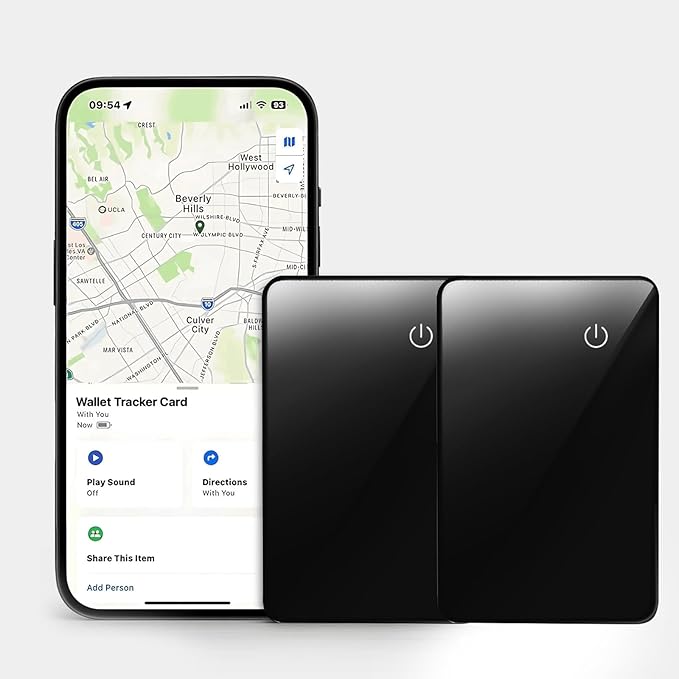 Wallet Tracker 2 Pack Rechargeable Item Tracker, 8-Month Battery Life Smart Track Card, Slim Wallet Finder Works with Apple Find My (iOS Only), Sound Alerts Item Finder for Luggage, Purse, Phone