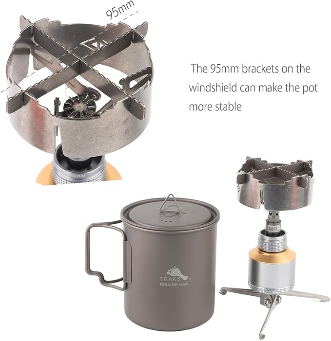 BRS 3000T Stove Windscreen Titanium Camp Stove Windshield with Storage Box for Outdoor Camping Ultralight (Grey-with stand)