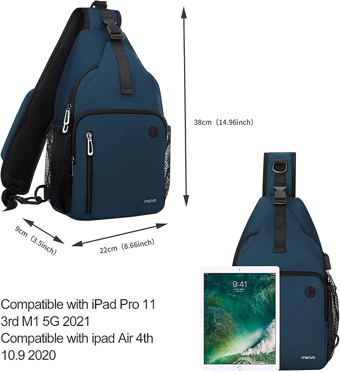 MOSISO Sling Backpack Bag, Crossbody Shoulder Bag Travel Hiking Daypack Chest Bag with Front Square Pocket&USB Charging Port