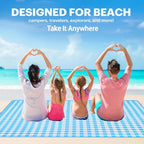 Extra Large Picnic Blanket Beach Blankets, Outdoor Foldable Waterproof Sand Mat for Beach Camping Hiking Travel Family Concerts Grass Park Music Festival Lawn Mats (Blue, 80x80inch)