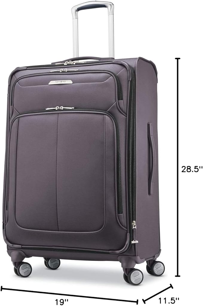 Samsonite Solyte DLX Softside Expandable Luggage with Spinner Wheels, Mineral Grey, Checked-Medium 25-Inch