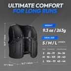 All-in-One Multi Sport Running Vest including Water Bottle, Whistle, 11 Pockets & 6 Straps – Ergonomic Lightweight Reflective Gear