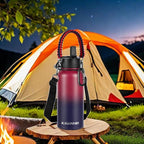 KXIAOCHEN Insulated Water Bottle, Stainless Steel Water Bottle, 2 Lids (Straw and Handle Lid),Wide Mouth Metal Water Bottles Keep Hot and Cold, Double Walled, Thermo Mug, Metal Canteen