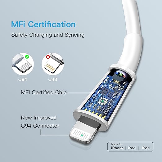 Mitesbony USB C to Lightning Cable [MFi Certified] 3Pack 6FT iPhone Charger Cord Power Delivery Type C Fast Charging Cord Compatible with iPhone 14 13 12 11 Pro Max XS Max XR X 8 iPad,White