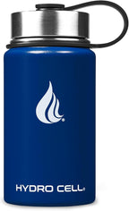 HYDRO CELL Stainless Steel Insulated Water Bottle with Straw - For Cold & Hot Drinks - Metal Vacuum Flask with Screw Cap and Modern Leakproof Sport Thermos for Adults (Navy 14oz)