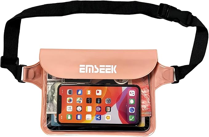 Waterproof Waist Pouch Dry Belt Bag Fanny Pack Keep Your Key Fob Wallet Kindle Phone Dry Perfect For Swim Surf Snorkel(Pink)