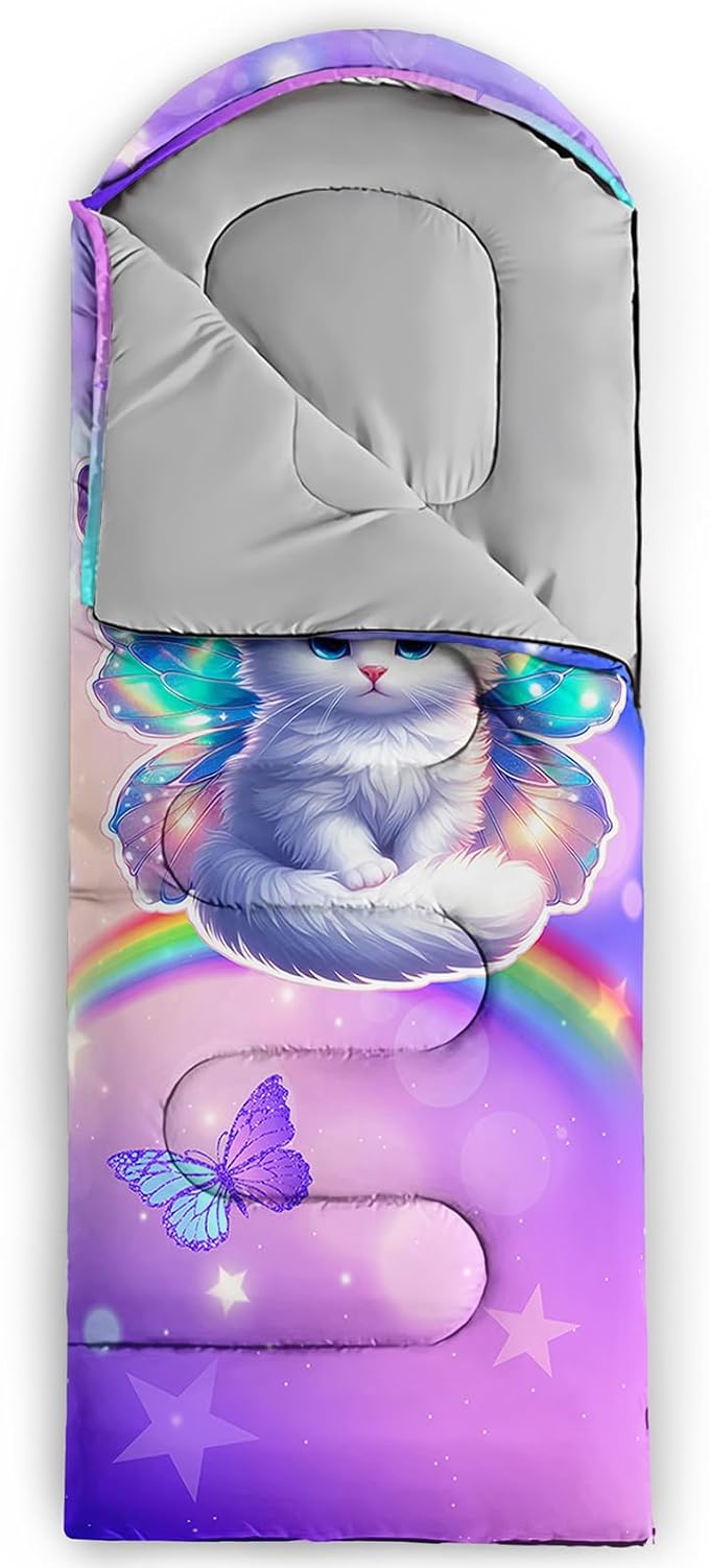 QOOMO Animals Camping Sleeping Bags,3 Season Warm & Cool Weather,Lightweight,Waterproof Sleeping Bags for Adults & Kids,Traveling,and Outdoors,Camping Gear Equipment