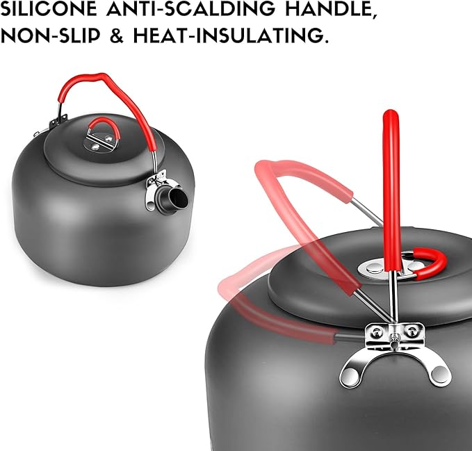 Alocs 1.4L Kettle Teapot, Portable Camping Coffee Pot, Hard-Anodized Aluminum Camping Kettle, Compact Tea Kettle for Stove Top, Outdoor, Hiking, Camping, Picnic and Traveling.