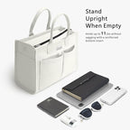 TOPDesign Heavy-Duty Canvas Tote Bag for Women, Adjustable Crossbody/Shoulder Handbag with 9 Pockets, Everything Tote