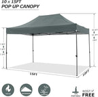 COBIZI 10x15 Pop up Canopy Tent 10x15 Canopy with 4 Sidewalls Waterproof Heavy Duty Commercial Canopy for Parties Outdoor Garden Gazebo Tent, Carry Bag(10x15ft, Gray)
