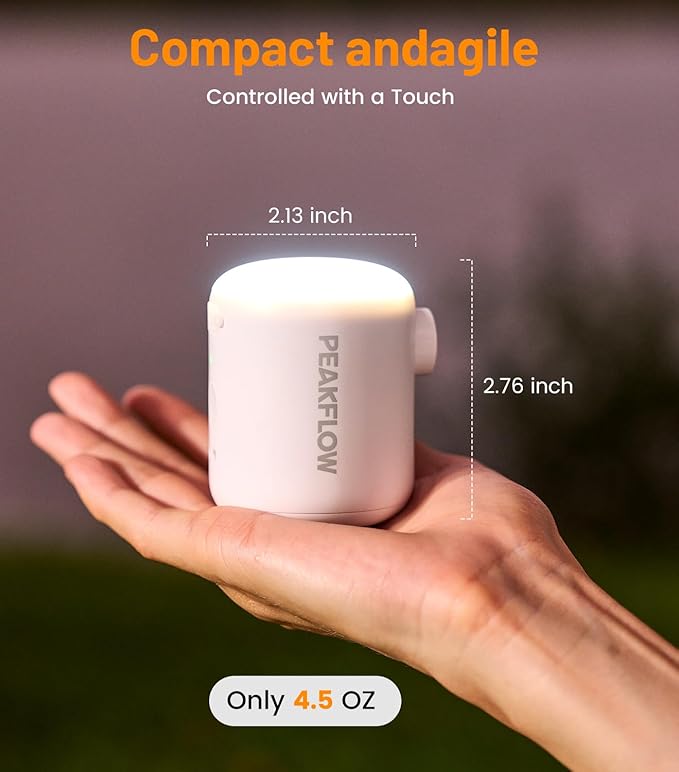 Air Pump for Inflatables,Mini Air Pump – 360L/min Inflation, 4Kpa Pressure, 2200mAh USB-C Rechargeable, Ultra-Light with Camping Light & SOS Mode – for Air Mattress, Sleeping Pads, Pool Floats