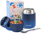 Thermo for Hot Food for Adults Kids |Wide Mouth, 18 oz Insulated Food Container with Spoon, Leakproof Soup Thermo for School Office Travel, Thermal Steel Food Jar Easy to Carry (Dark Blue)