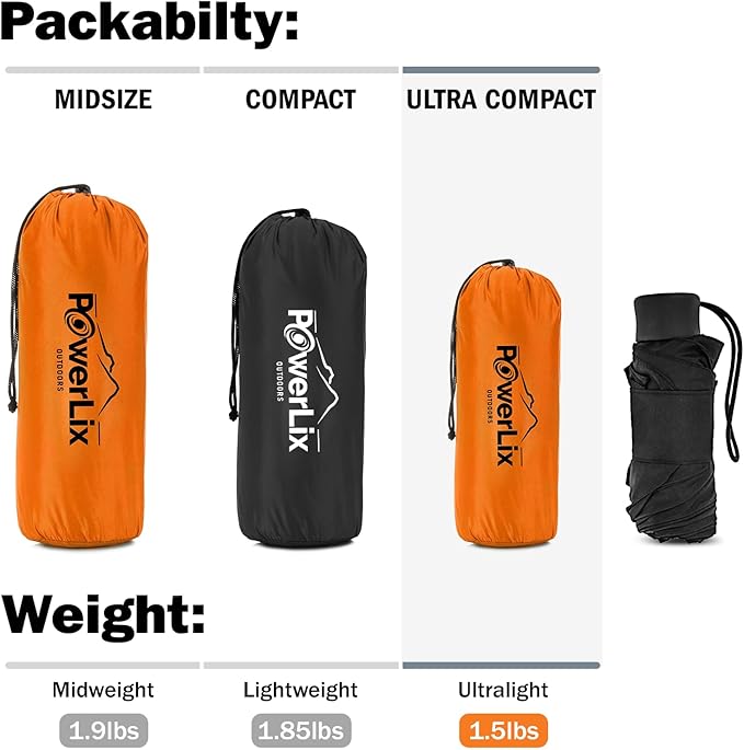 POWERLIX Ultralight Inflatable Camping Sleeping Pad - Backpacking Camping Mat, Lightweight Camping Air Mattress Sleep Pad for Hiking, Traveling, Inflation Hand Pump Bag/Repair Kit Included