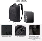 Knack Series 1 Laptop Backpack Travel Set Fits up to 15 Inch - Includes Expandable Packing Insert, and Knack's Insulated Bottle, TSA Approved, Expandable Travel Backpacks (Black, Medium)