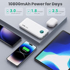 Portable Charger 10800mah,Slim 22.5W LCD Display Power Bank, Dual QC 4.0 PD Fast Charging Battery Pack, Phone Charger Compatible With iPhone 15/15 Plus/15 Pro/15 Pro Max/Android Phone/Samsung Galaxy