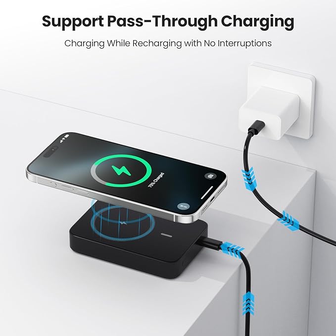 Magnetic Portable Charger 10800mah for Magsafe Battery Pack, Wireless Power Bank with 25W PD Fast Charging & LCD Display, Compatible with iPhone 16/15/14/13/12 Pro/Pro Max/Plus-Black