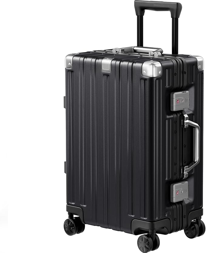 Krute Carry On Luggage 20 inch Aluminum Frame Suitcase with Spinner Wheels No Zipper Hardshell PC+ABS Luggages TSA Lock Zipperless Suitcases