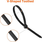 Zip Ties Heavy Duty 12 inch，V-Shaped Toothed Double Sided With 200 LBS Tensile Strength Cable Ties ，Extra Large Wire Ties Adjustable Nylon Tie Wraps for Indoor Outdoor Patented Design（80 Pack Black）