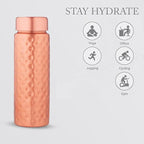 NORMAN JR Copper Water Bottle 400ml - Gift Box of 3, Slim Hammered, an Ayurvedic vessel made of pure copper - helps you drink more water with many health benefits