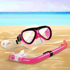 GreenLF Kids Snorkel Set, Anti-Fog Snorkeling Mask with Nose Covers for Youth Junior Child, Boys & Girls Age 5-12, Semi-Dry Diving Scuba Swimming Goggles Gear Packages