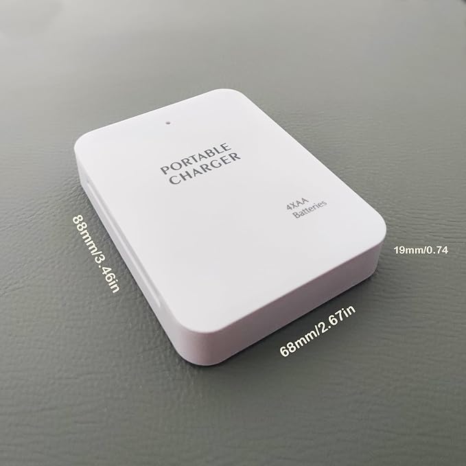 Battery Operated Phone Charger Emergency|USB Battery Powered Power Bank Portable 4 AA Batteries Powered Outlet (White)